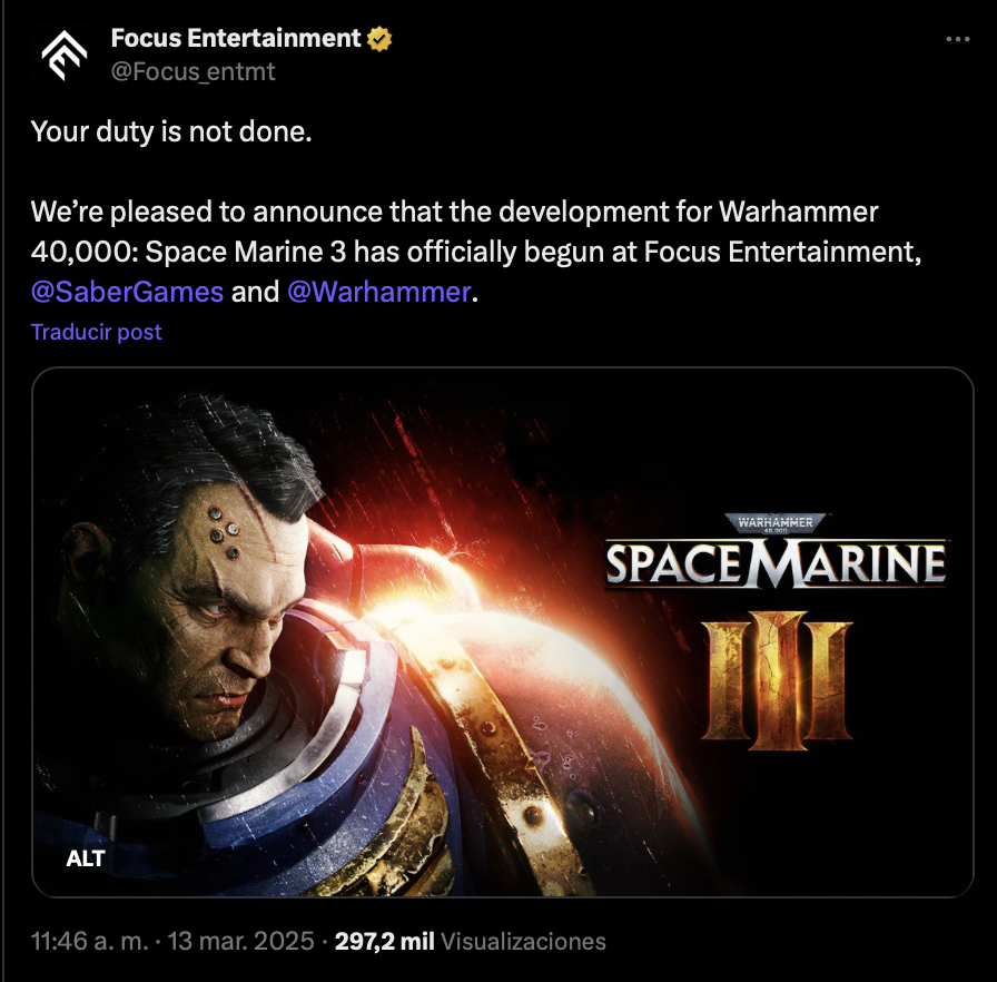 Warhammer 40k Space Marine 3 Announcement